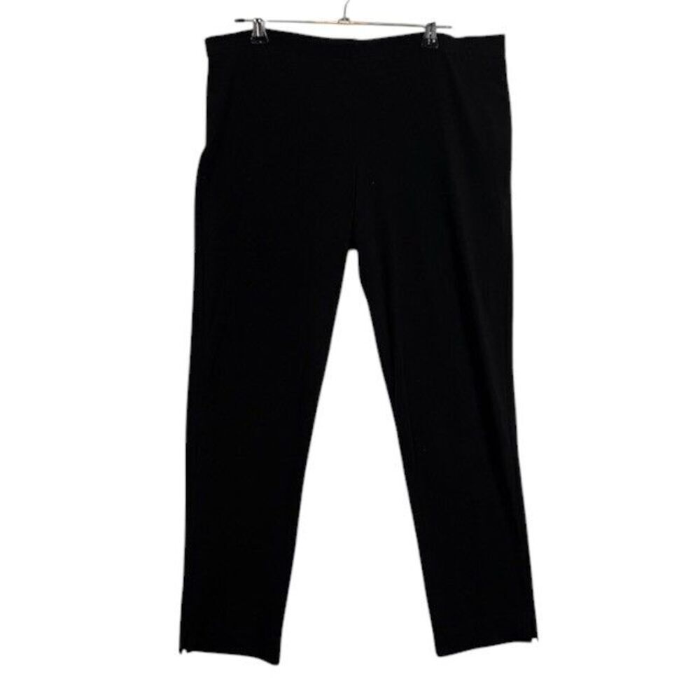 Clara Sun Woo Notched Hem Pull On Dress Pants‎ Lightweight Airy Knit Black XS